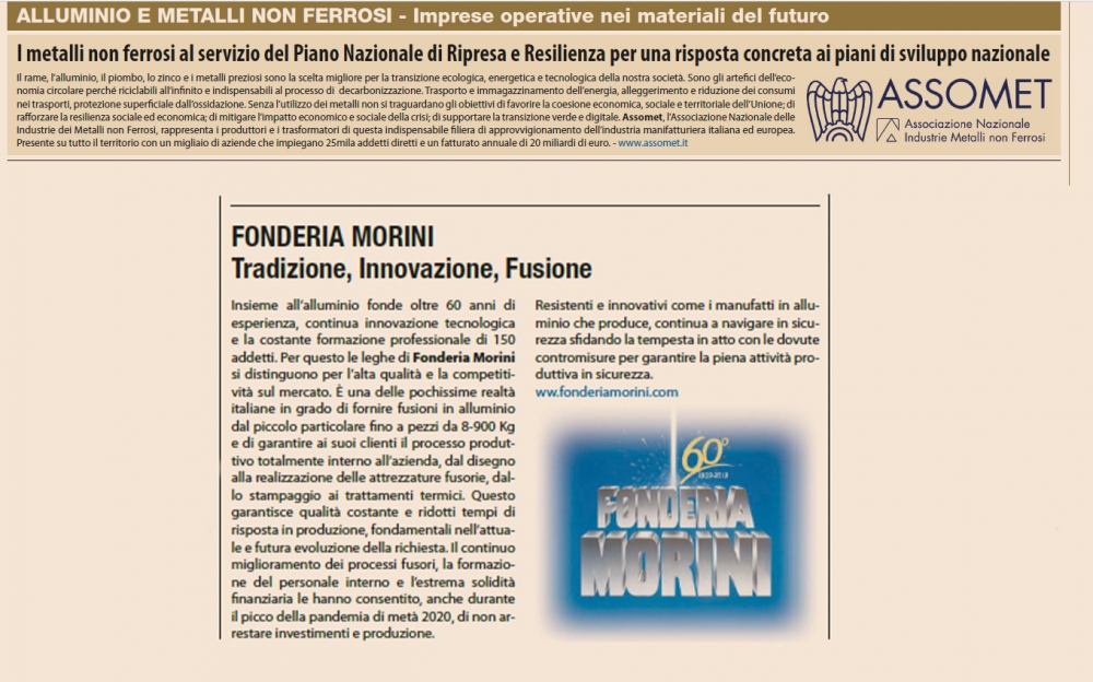 Fonderia Morini auf Il Sole 24 ore