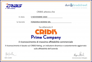 Fonderia Morini erhält die Anerkennung PRIME COMPANY von CRIBIS
